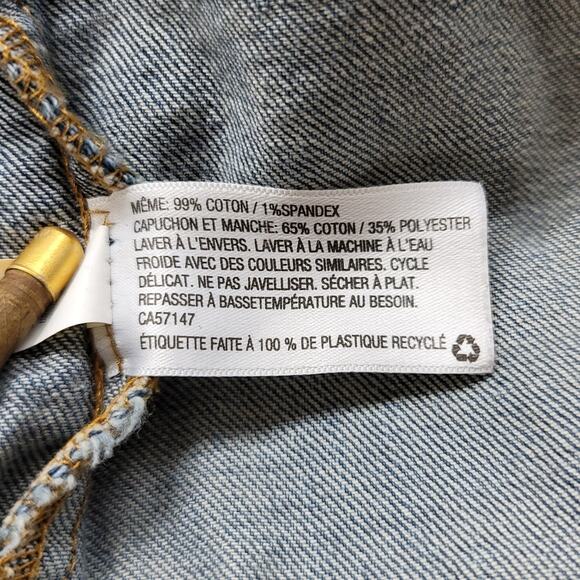 Denim Vest Hoodie Jacket, Size Medium, Blue Jean Heather Grey - Picture 6 of 10